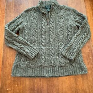 Polo Ralph Lauren Sweater Men’s L Cable Knit Green  1/4 Quarter Zip Pullover